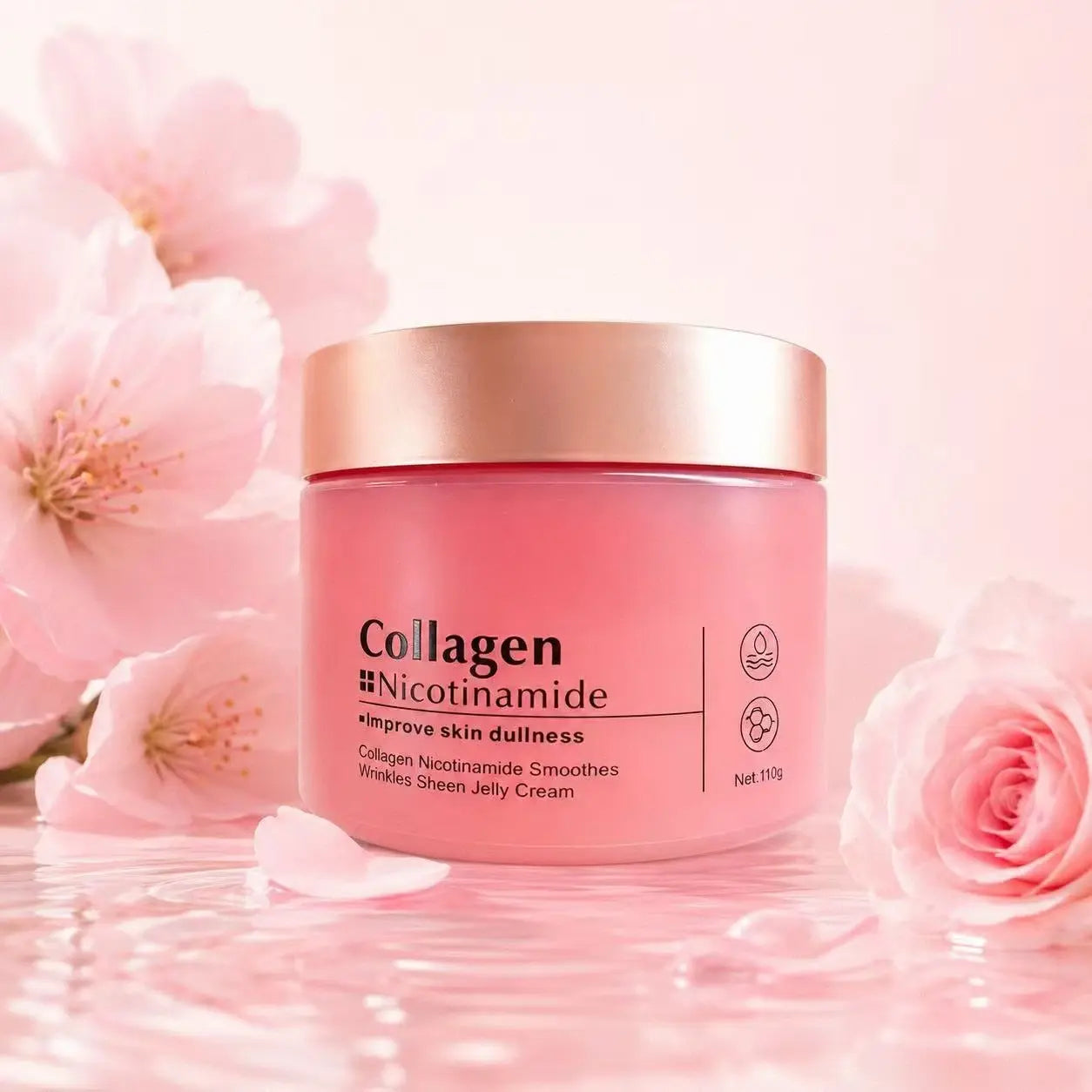 Collagen Niacinamide Jelly Cream - Gentle Daily Hydrating Moisturizer, Lightweight Non-Sticky Facial Formula for Deep Nourishing Hydration, Skin Brightening, Even Tone, Elasticity Boost & Glass Skin Repair Radiance Radiant Moisture Moisturizing