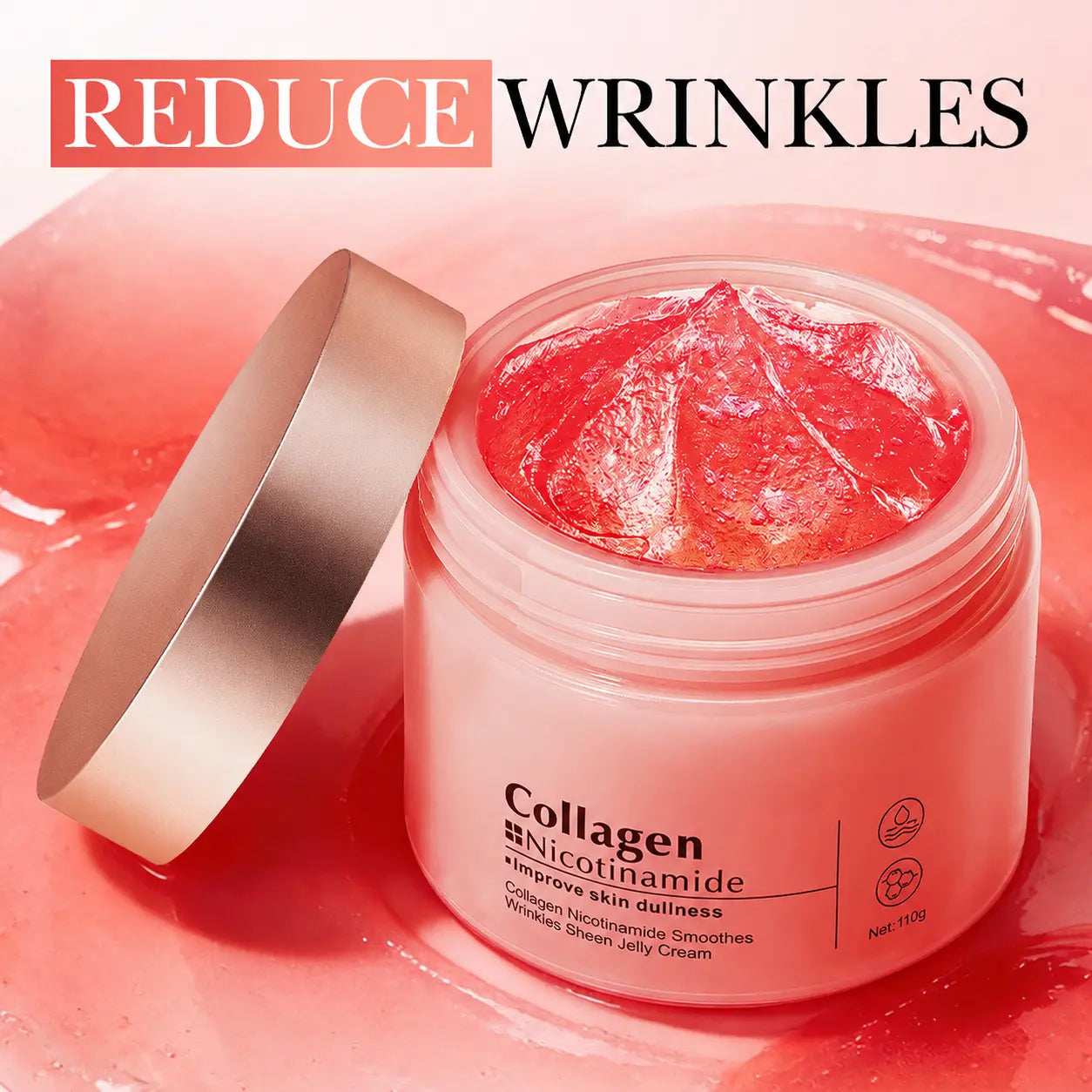 Collagen Niacinamide Jelly Cream - Gentle Daily Hydrating Moisturizer, Lightweight Non-Sticky Facial Formula for Deep Nourishing Hydration, Skin Brightening, Even Tone, Elasticity Boost & Glass Skin Repair Radiance Radiant Moisture Moisturizing