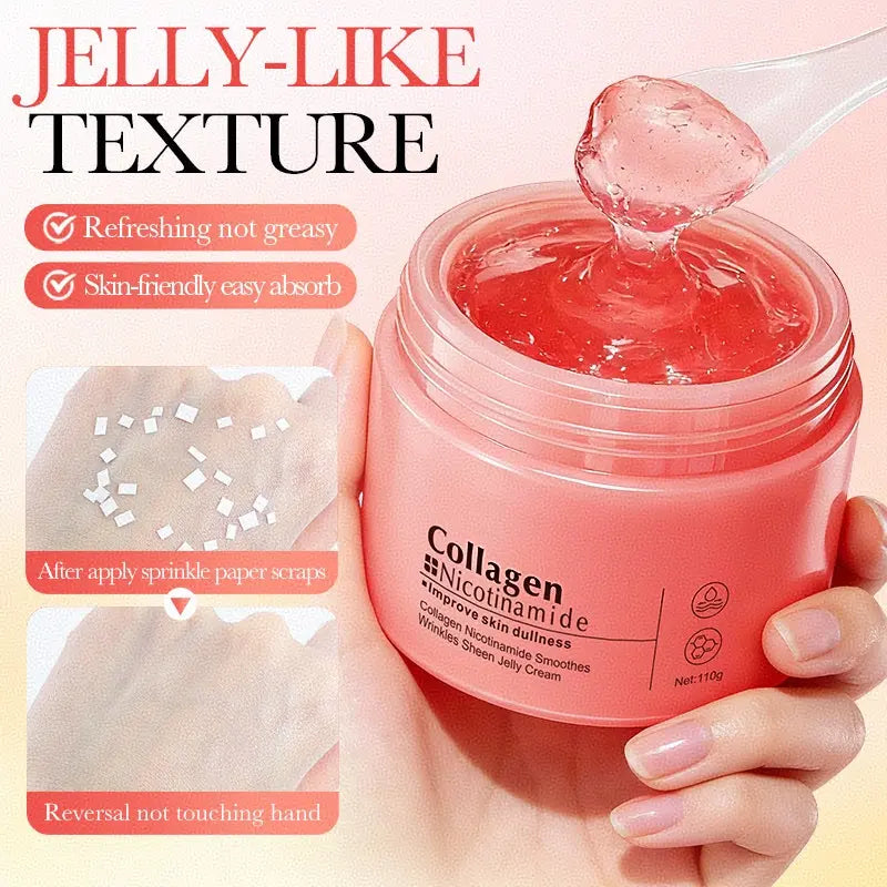 Collagen Niacinamide Jelly Cream - Gentle Daily Hydrating Moisturizer, Lightweight Non-Sticky Facial Formula for Deep Nourishing Hydration, Skin Brightening, Even Tone, Elasticity Boost & Glass Skin Repair Radiance Radiant Moisture Moisturizing